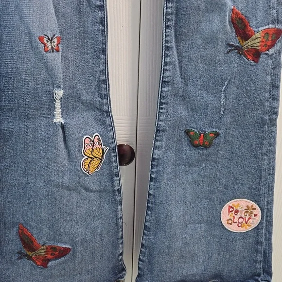 MM Vintage Embroidered Light Blue Denim Flare Jeans - Picture 14 of 14